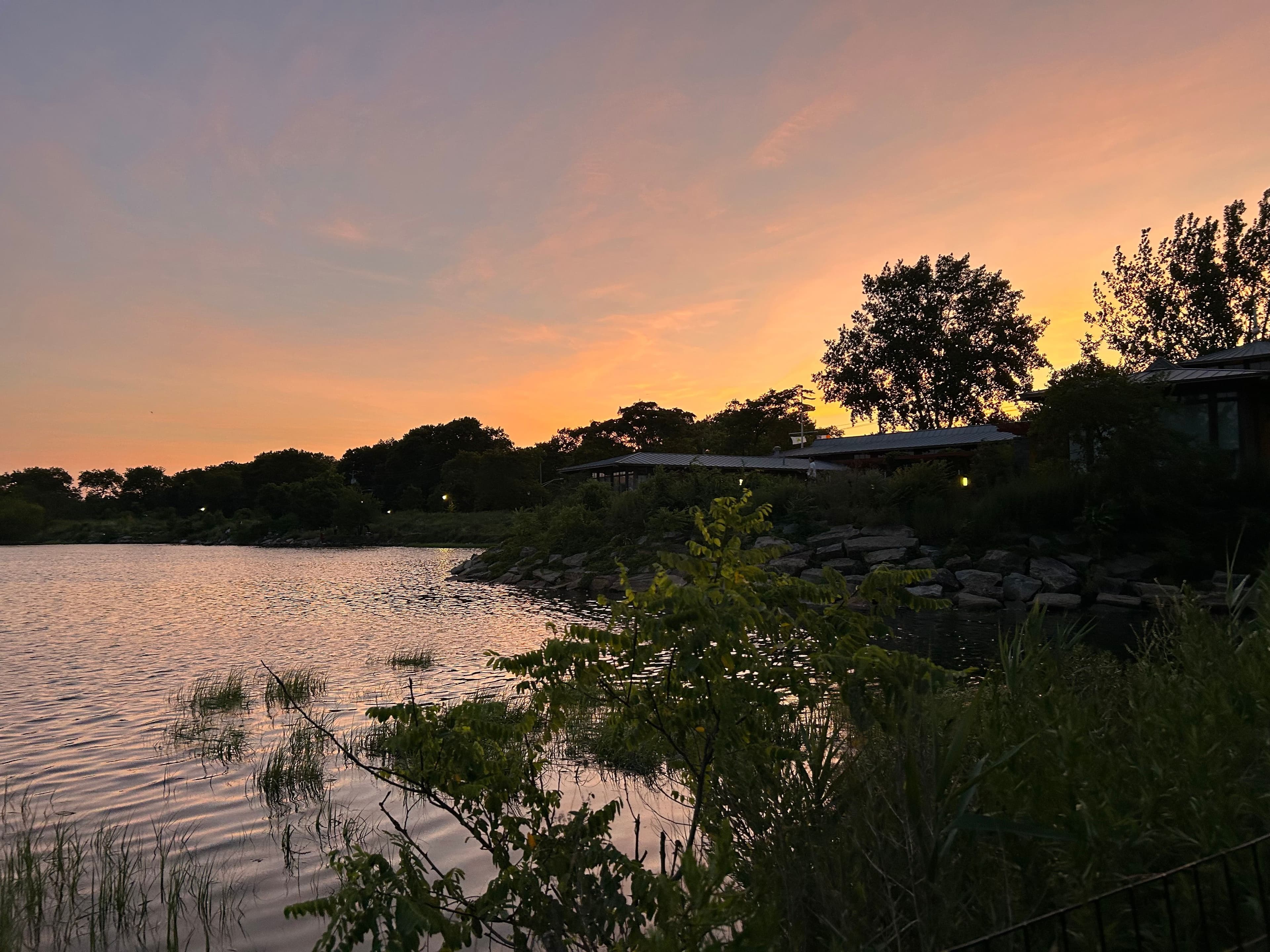 view of marine park in brooklyn at sunset.
